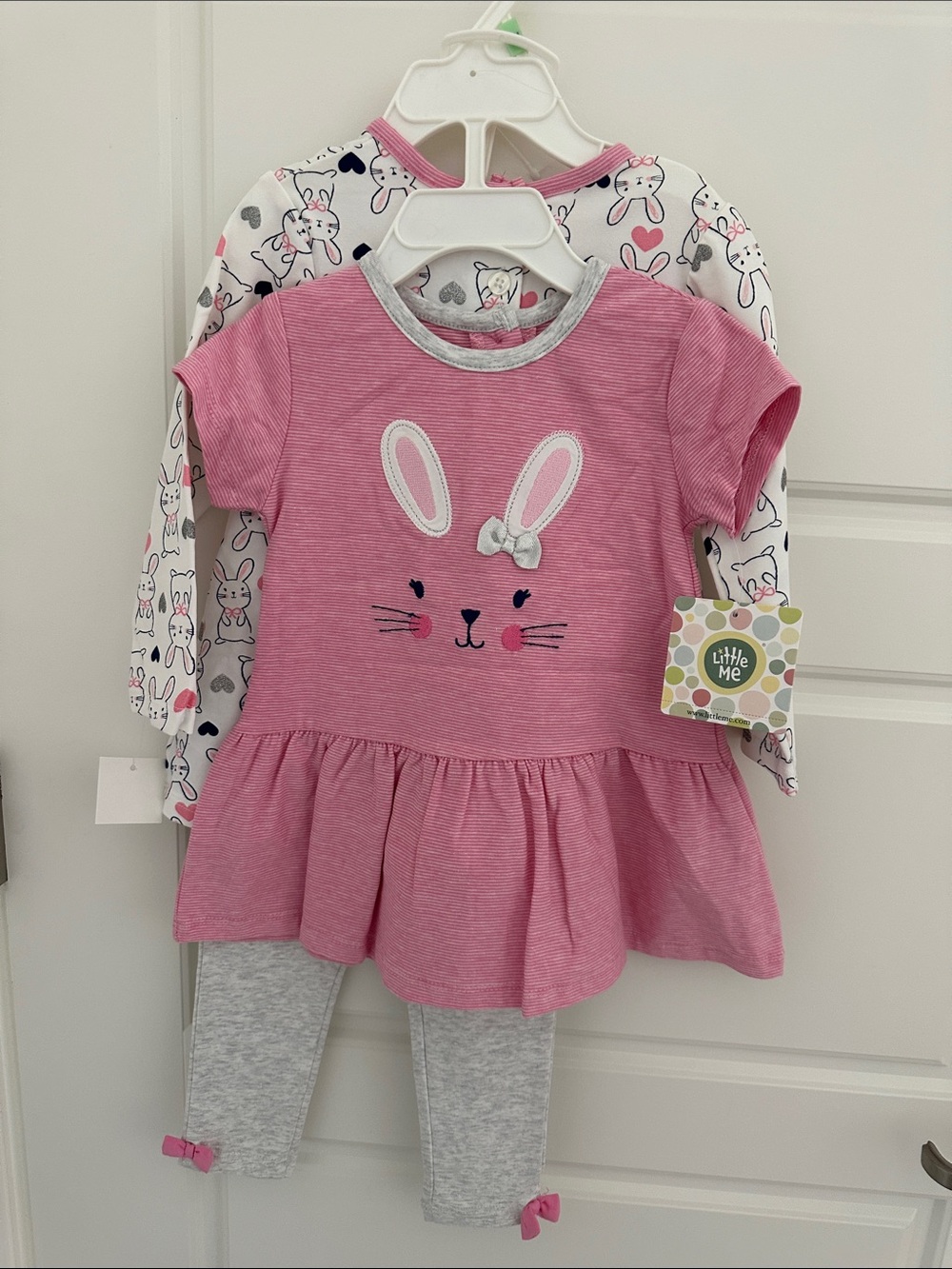 Little Me Pink Bunny Tunic & Gray Leggings Set
